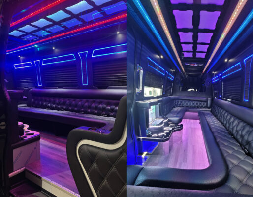 LimoBusNow! - 12 Passenger Mercedes-Benz Sprinter Party Bus - Interior